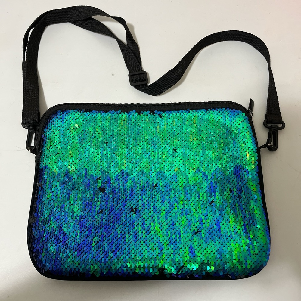 Vibrant Sequin Tablet Sleeve - Black, Green, and Blue